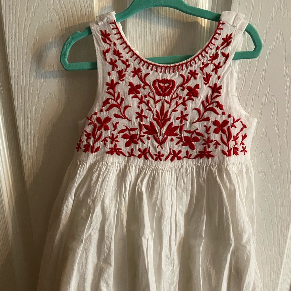 Tahari red floral embroidered dress